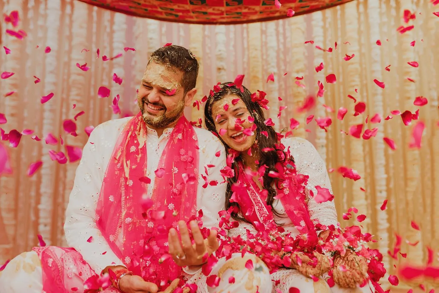 Wedding cinematographer Noida - flower shower moment by Beyond Photos