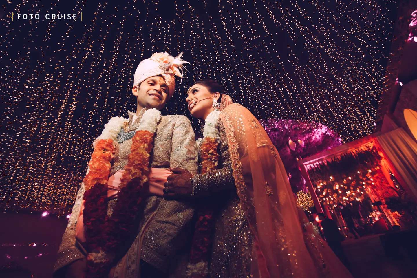 Rohini wedding photographer - Foto Cruise couple with sparklers at night
